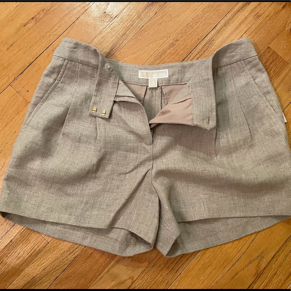 NWT Michael Kors Pleated Linen Shorts